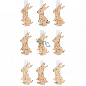 Wooden rabbit on peg 4,5 cm 9 pieces