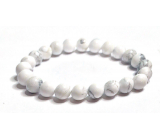 Magnesite / Howlite white bracelet elastic natural stone, bead 8 mm / 16-17 cm, cleansing stone