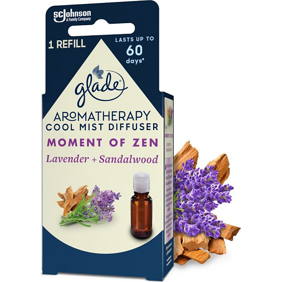 Glade Aromatherapy Cool Mist Diffuser Moment Of Zen Lavender + Sandalwood essential oil refill 17.4 ml