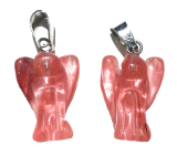 Crystal pink Angel guardian pendant natural stone hand cut 2 - 2,2 cm, stone of stones