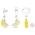 Sterling silver 925 Glittering lemon slices, pendant for bracelet, food and drink