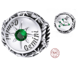 Charm Sterling silver 925 Zodiac sign, cubic zirconia Gemini, bead for bracelet