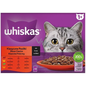 Whiskas Classic meals in juice beef, chicken, lamb, poultry pockets 12 x 85 g
