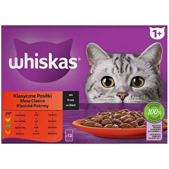 Whiskas Classic meals in juice beef, chicken, lamb, poultry pockets 12 x 85 g