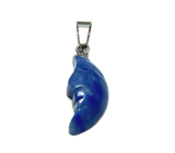 Kyanite Moon Pendant 2,2 x 10 mm natural stone, hand carved, stone link