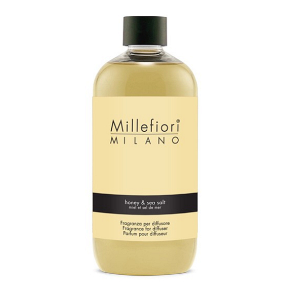 Millefiori Milano Natural Honey & Sea Salt - Honey and Sea Salt Diffuser Refill for Fragrance Sticks 500 ml