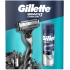 Gillette Mach3 razor + 1 replacement blade + shaving gel with charcoal 200 ml, men's grooming set