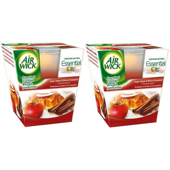Air Wick Essential Oils Infusion Red Apple & Mulled Wine Scented Candle in Glass 2 x 105 g