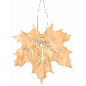 Wooden light brown leaf for hanging 10 cm