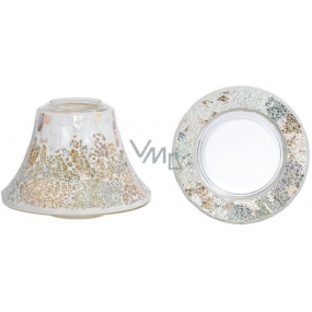 Yankee Candle Gold And Pearl Crackle shade and plate large for medium and large scented candles Classic 10 x 15 cm (shade), 12 x 12 cm (plate)