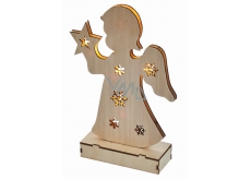 Lighting wooden angel 23 cm, 6 LED, warm white