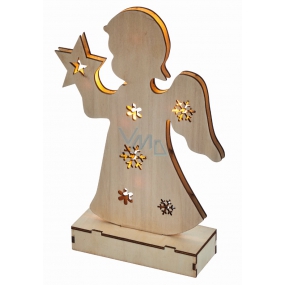 Emos Lighting wooden angel 23 cm, 6 LEDs, warm white