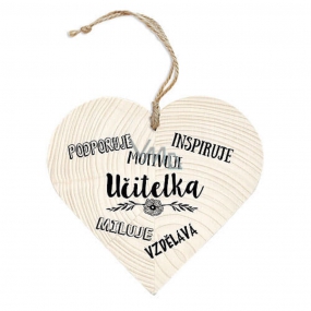 Bohemia Gifts Wooden decorative heart with print - teacher supports 12 cm