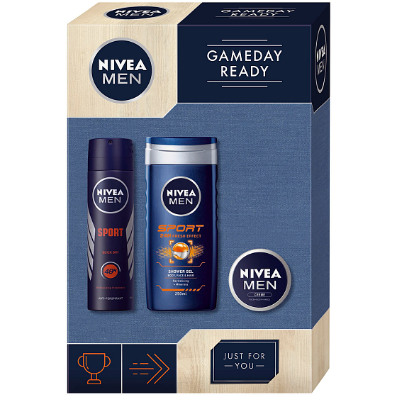 Nivea Men Gameday Sport shower gel for men 250 ml + antiperspirant spray for men 150 ml + Creme cream 30 ml, cosmetic set