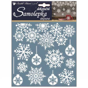 Christmas white stickers with glitter snowflakes and flasks 23 x 18 cm