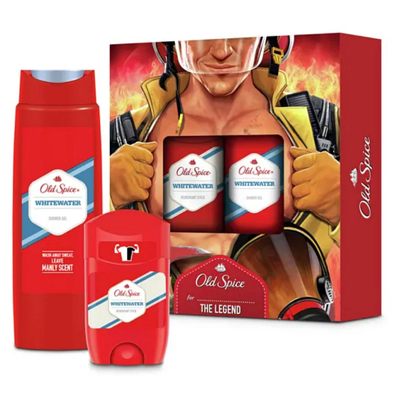 Old Spice White Water antiperspirant deodorant stick 50 ml + 2in1 shower gel for body and hair 250 ml, cosmetic set for men