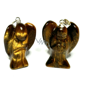 Tiger Eye Angel guardian pendant natural stone hand cut 2,6 cm, stone of the sun and earth, brings luck and wealth