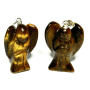 Tiger's Eye Guardian Angel Pendant Natural Stone Hand-polished 2.4 cm + Waxed Cord, Stone of Sun and Earth, Brings Luck and Wealth