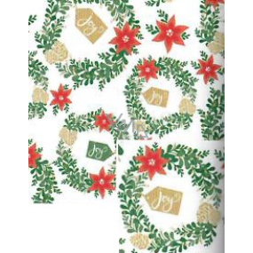 Nekupto Christmas gift wrapping paper 70 x 1000 cm White poinsettia, twigs