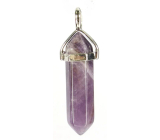 Amethyst pendulum hexagon pendant natural stone 41 x 13 mm, stone of kings and bishops