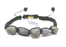 Tanzanite raw natural stone bracelet, hand knitted, adjustable size