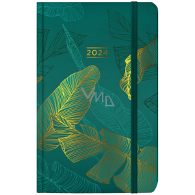 Albi Pocket Diary 2024 with rubber band Leaves 9,3 x 15 x 1,3 cm