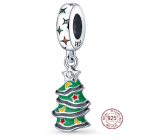 Sterling silver 925 Christmas tree green, ornate, Christmas bracelet pendant
