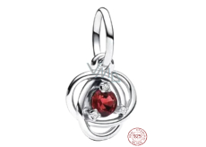 Charm Sterling Silver 925 Red Dark Circle Eternity January, Pendant Bracelet Symbol