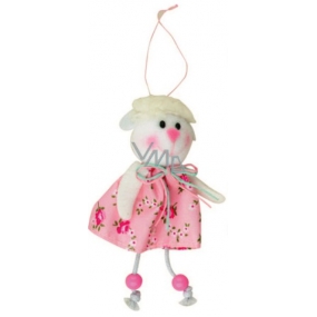 Pink sheep in a flowered skirt 15 cm