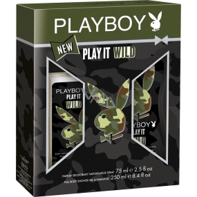 Playboy Play It Wild for Him perfumed deodorant glass 75 ml + shower gel 250 ml, cosmetic set