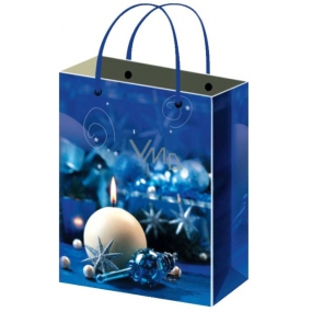 Anděl Gift paper bag 45.5 x 33 x 10.5 cm blue, white candle XL