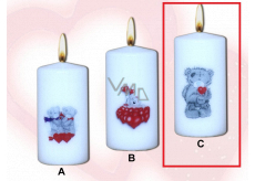 Lima Me to You Teddy bear with heart candle with decal white cylinder 50 x 100 mm 1 piece