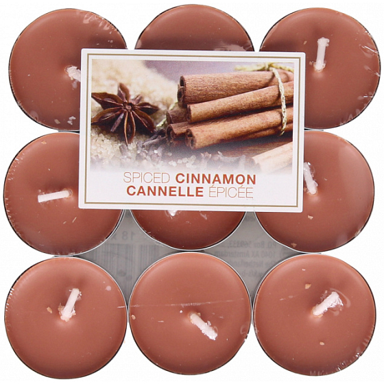 Bolsius Aromatic Spiced Cinnamon - Spicy Cinnamon Scented Tea Candles 18 pieces, burning time 4 hours