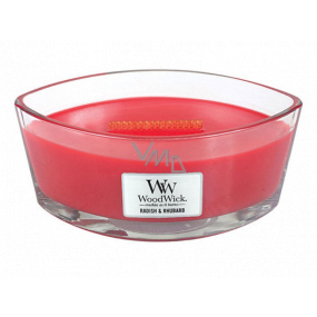WoodWick Radish and Rhubarb - Radish and Rhubarb scented candle with wooden wide wick and lid glass boat 453 g