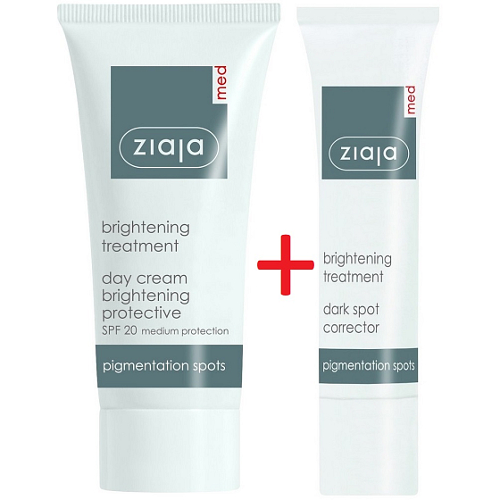 Ziaja Med Whitening Care Brightening Protective Day Cream Against Pigment Spots 50 ml + Med Whitening Care Corrector Against Pigment Spots 30 ml, duopack