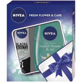 Nivea Black & White Fresh antiperspirant spray for women 150 ml + Hawaii Flower & Oil shower gel 250 ml, cosmetic set