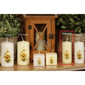 Lima Yellow flower scented ivory candle with decal cylinder 40 x 90 mm 1 piece