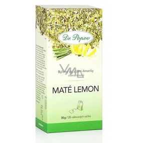 Dr. Popov Maté lemon herbal tea from South America, flavored 30 g, 20 infusion bags of 1.5 g each