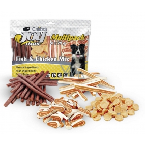 Calibra Joy Fish and Chicken mix treats supplementary dog food multipack 4 x 70 g