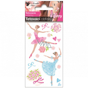 Tattoo decals colored children's with glitter Ballerinas 10.5 x 6 cm