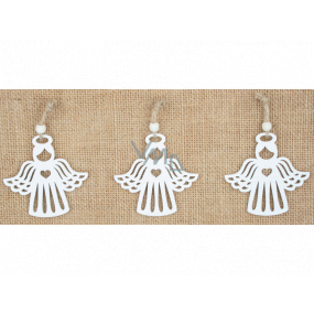 Wooden hanging angel white 6.5 cm 3 pieces