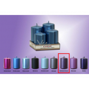 Lima Pyramid candle smooth metal dark purple cylinder diameter 50 mm 4 pieces