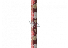 Präsenta Gift wrapping paper 70 cm x 5 m Christmas burgundy with hanging flasks, hearts and stars