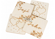 Albi Set of wedding wooden coasters 9 x 9 cm 4 pieces