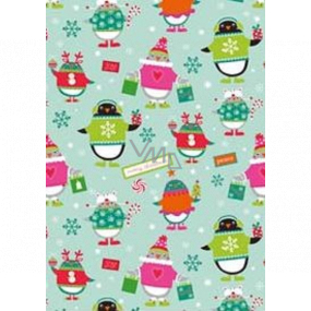 Ditipo Gift Wrapping Paper 70 x 200 cm Light Green Birds in Sweaters