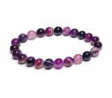 Agate purple bracelet elastic natural stone, ball 8 mm / 16 - 17 cm