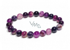 Agate purple bracelet elastic natural stone, ball 8 mm / 16 - 17 cm