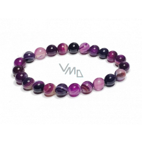 Agate purple bracelet elastic natural stone, ball 8 mm / 16 - 17 cm