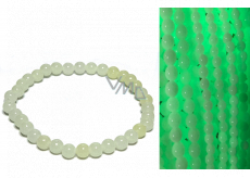 Jade Luminois Light Phosphorescent, yellow glow in the dark, bracelet elastic natural stone, bead 6 mm / 16 - 17 cm