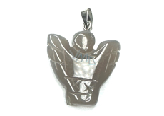 Agate grey Angel, angel wings pendant natural stone hand cut 25 x 21 x 5 mm